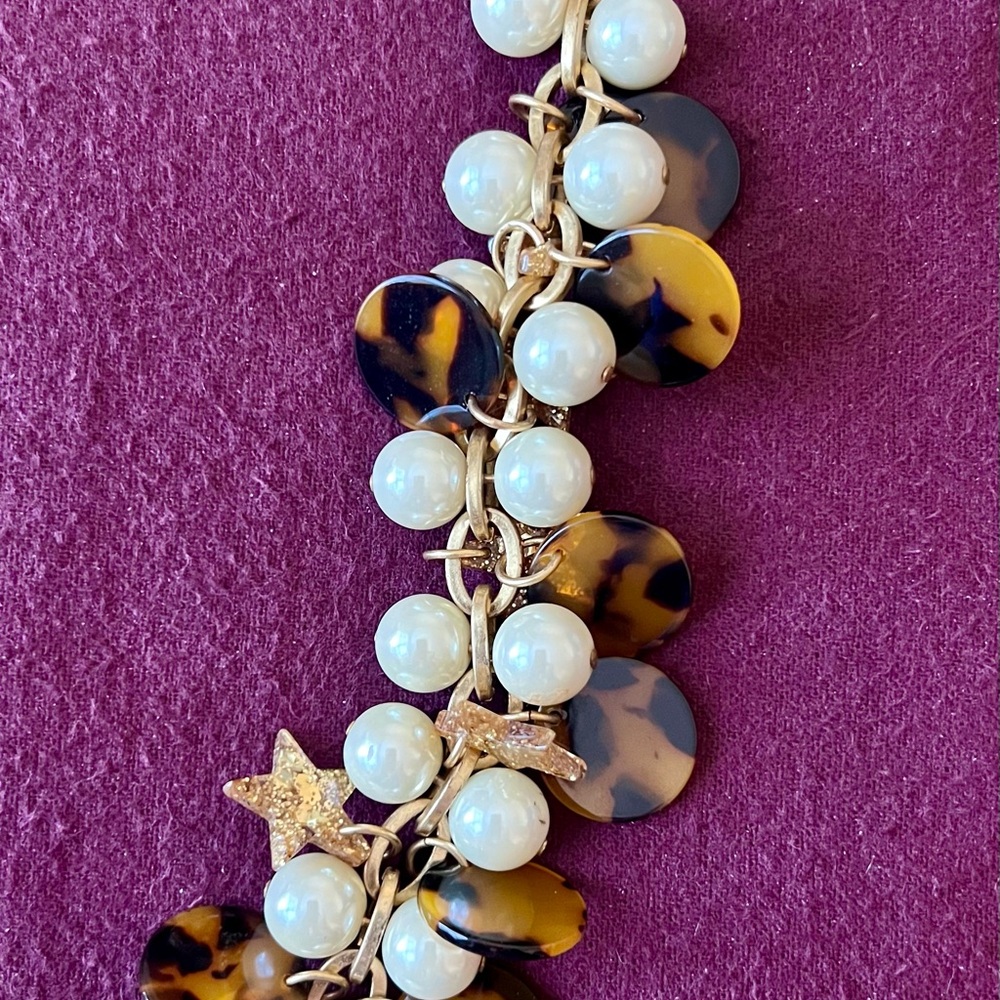 J. Crew Gold and Brown Bracelet with Pearls